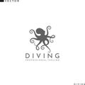 Scuba diving logo. Abstract octopus